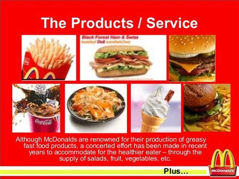mcdonald's products and services offered
